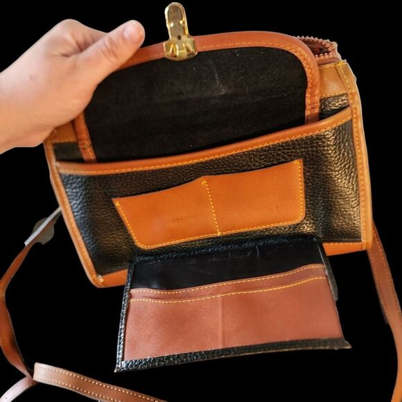 Vintage Leather Crossbody Purse Womens SZ Medium Retro Academia Pebbled Leather - Picture 5 of 7